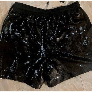Emporio Armani Black Sequin Athletic Shorts